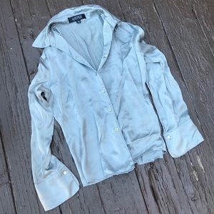 Kasper 100% Silk Button Down Blouse